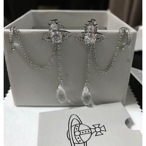 Vivienne Westwood HENRIETTE Drop Earrings Silver Accessory with drawstring - Picture 1 of 6